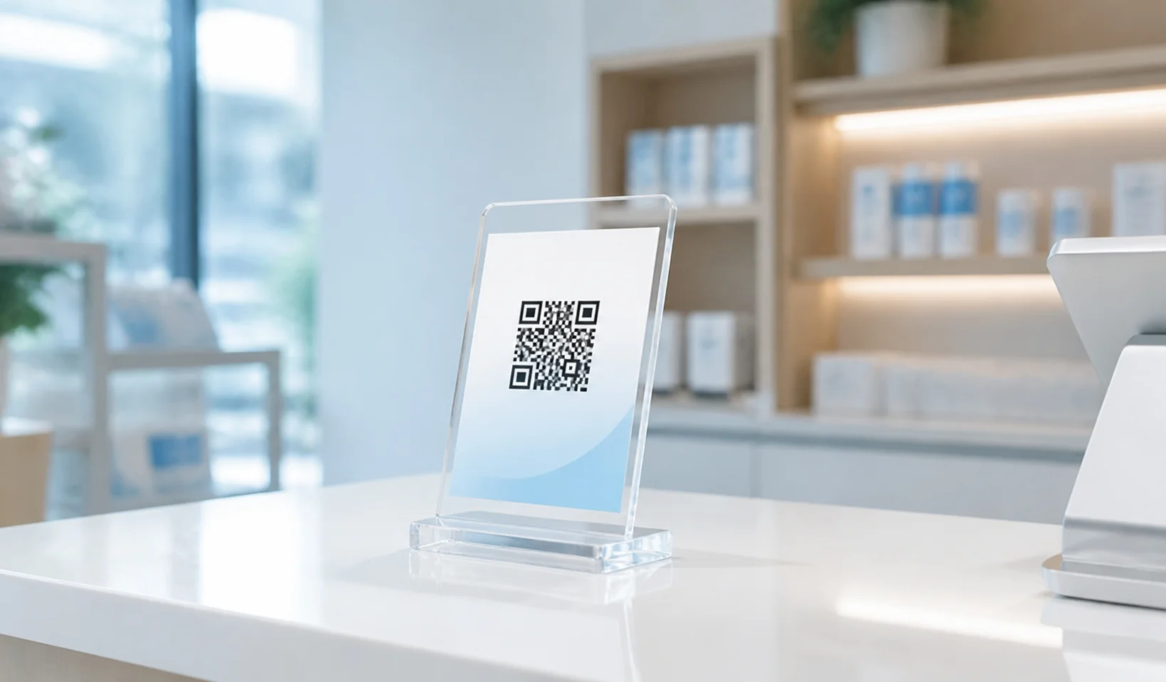 카운터에 비치된 QR 스탠드